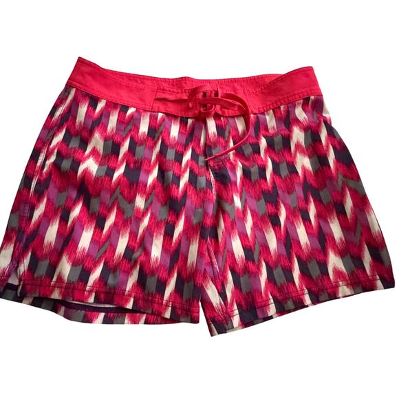 EUC Prana colorful red pink board shorts sz S drawstring in front activewear - Picture 7 of 7